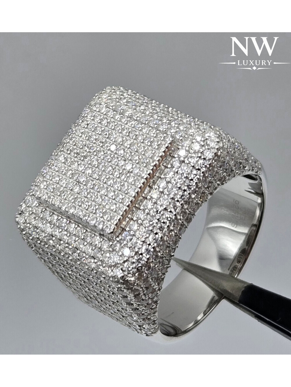 6CTW Moissanite VVS1 D Color Ring Solid 925 Sterling Silver New Icy Hip Hop